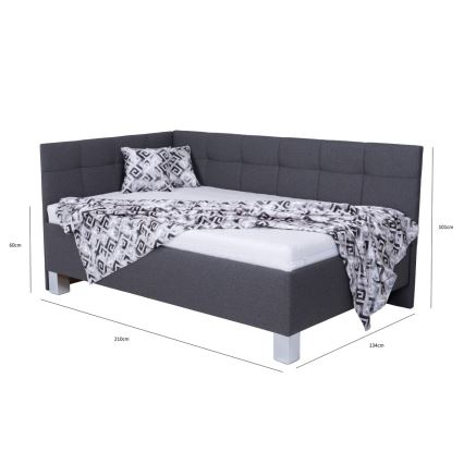 Gestoffeerde bed met opbergruimte zonder matras MARIA PETITE 120x200 cm grijs