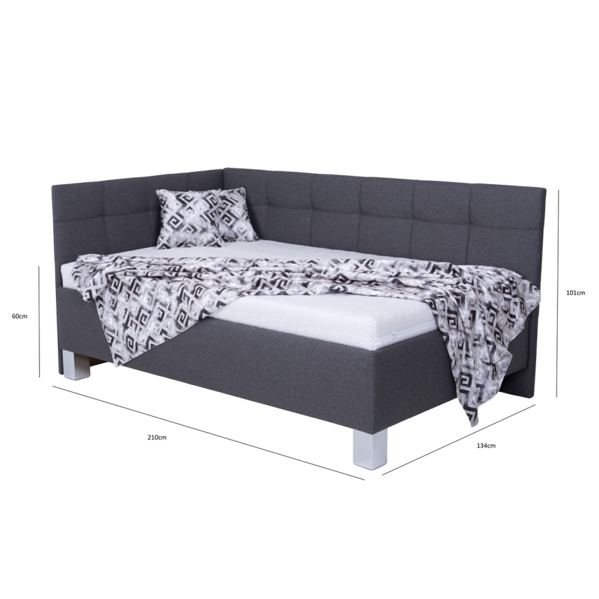 Gestoffeerde bed met opbergruimte zonder matras MARIA PETITE 120x200 cm grijs