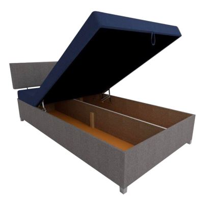 Gestoffeerde bedbank met verstelbare positie en opbergruimte DALLAS 108x205 cm grijs/blauw