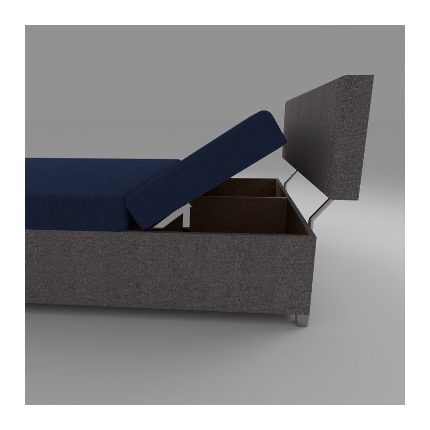 Gestoffeerde bedbank met verstelbare positie en opbergruimte DALLAS 108x205 cm grijs/blauw