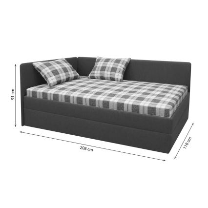 Gestoffeerde dagbed met hoofdeinde ARLY 110x200 cm antraciet/wit