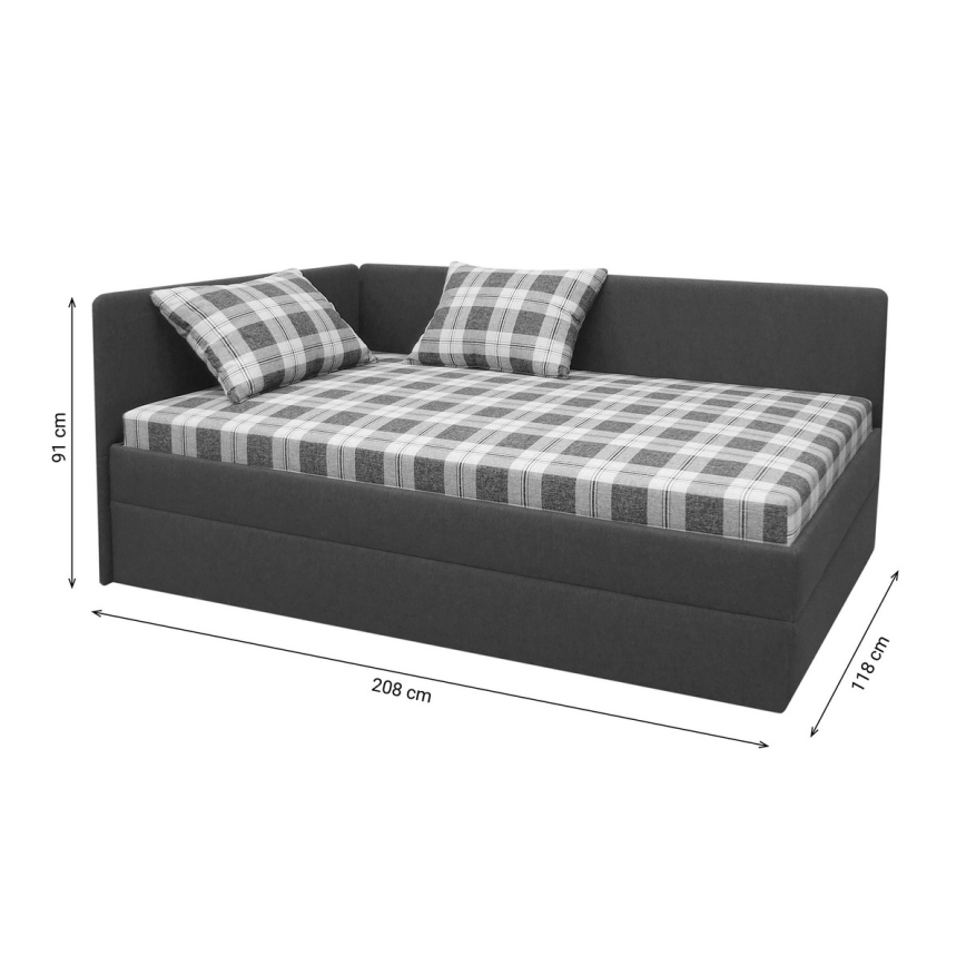 Gestoffeerde dagbed met hoofdeinde ARLY 110x200 cm antraciet/wit