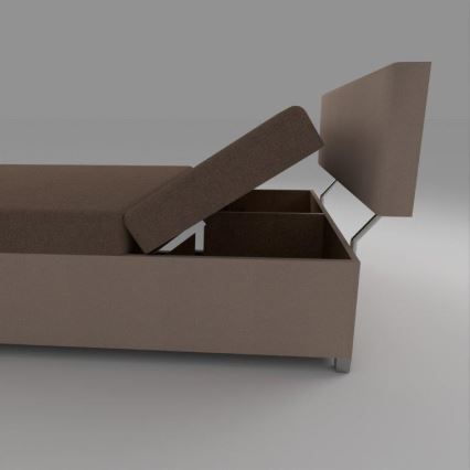 Gestoffeerde daybed met verstelbare posities en opbergruimte DALLAS 108x205 cm bruin/donkerbruin