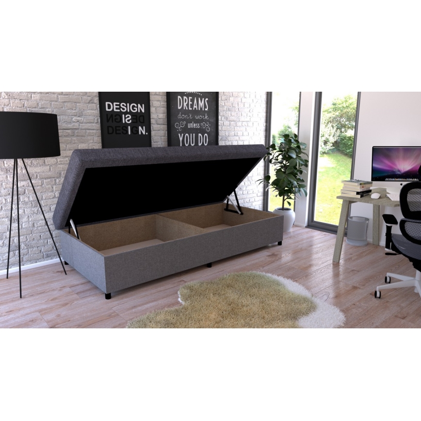 Gestoffeerde divan met opbergruimte CORY 80x200 grijs