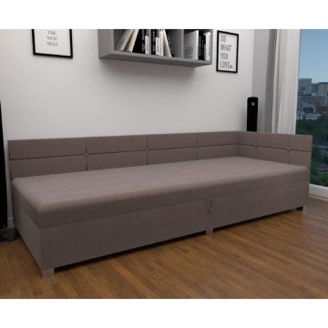 Gestoffeerde divan met universeel hoofdeinde en opbergruimte AMSTERDAM 90x200 cm beige