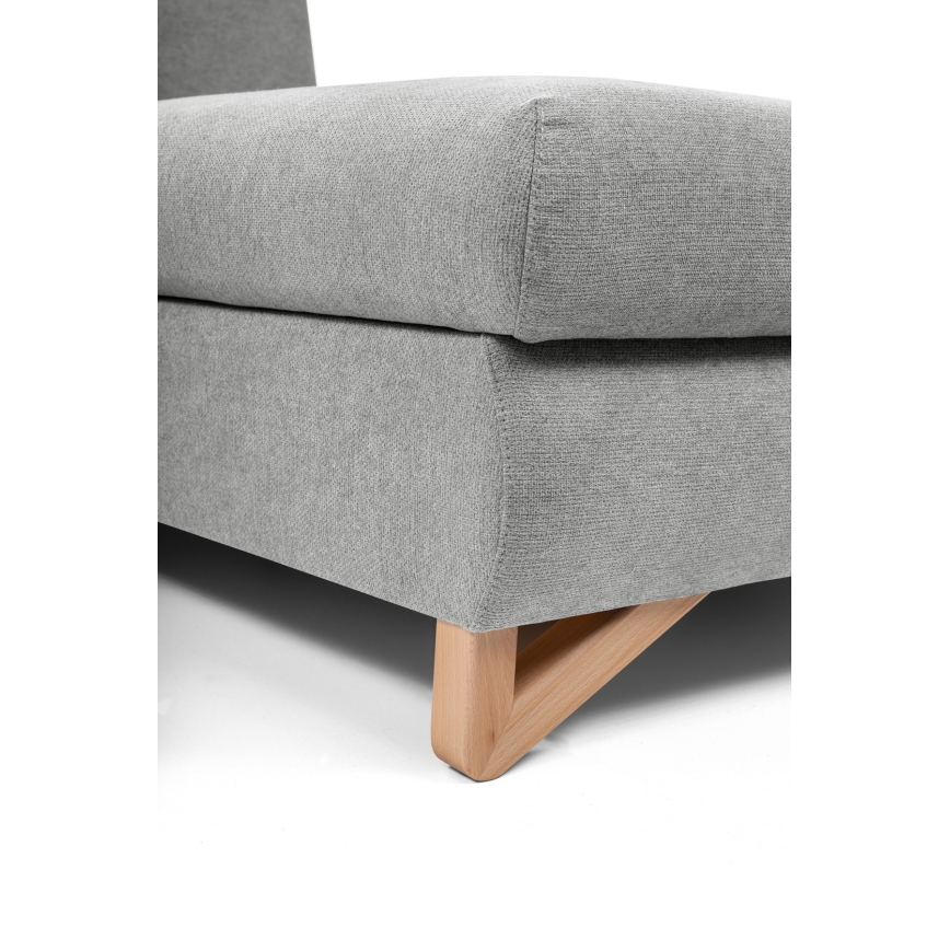 Uitklapbare gestoffeerde L-hoekbank AVESTA met opbergruimte, rechts, grijs