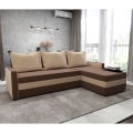 Gestoffeerde omkeerbare L-hoekbank met slaapfunctie BRISTOL bruin/beige