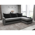 Gestoffeerde, omkeerbare L-hoekbank met slaapfunctie BRISTOL grijs/zwart