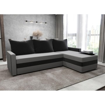 Gestoffeerde, omkeerbare L-hoekbank met slaapfunctie BRISTOL grijs/zwart