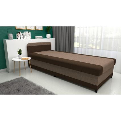 Gestoffeerde slaapbank met opbergruimte TALI 80x202 bruin/beige