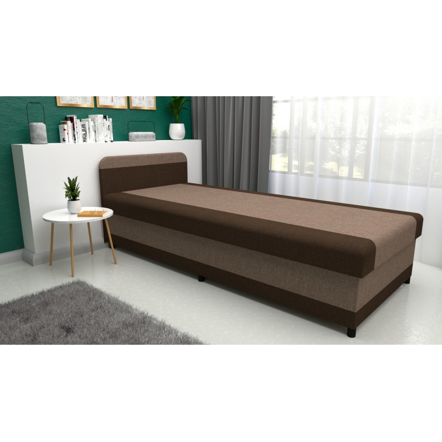 Gestoffeerde slaapbank met opbergruimte TALI 80x202 bruin/beige