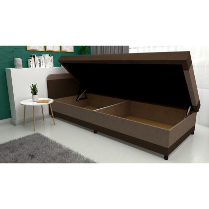 Gestoffeerde slaapbank met opbergruimte TALI 80x202 bruin/beige