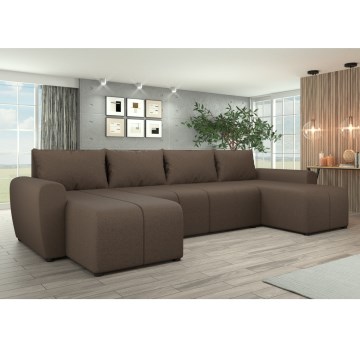 Gestoffeerde, universeel opvouwbare U-vormige loungeset NEWPORT bruin