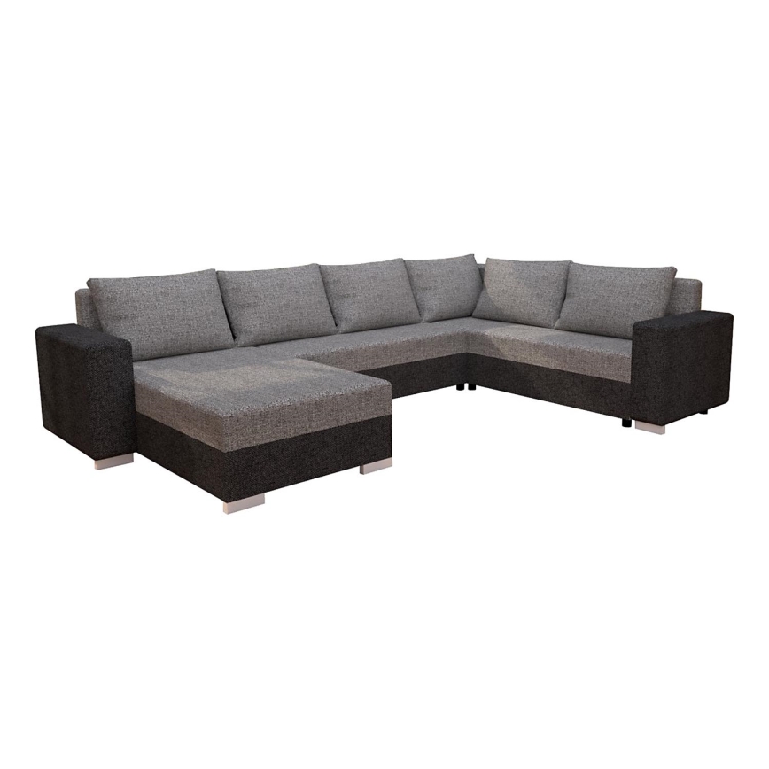 Gestoffeerde, universeel opvouwbare U-vormige loungeset YORK bruin/beige