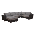 Gestoffeerde universeel uitklapbare U-bank YORK, grijs/beige/bruin