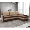 Gestoffeerde, universele, opvouwbare hoekbank in L-vorm BRISTOL bruin/beige