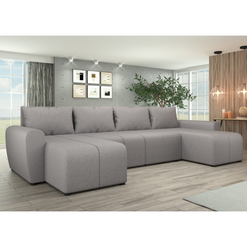 Gestoffeerde universele U-bank NEWPORT met slaapfunctie, grijs