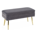 Gewatteerde bank met een opslagruimte VELVA 37x78 cm grijs/goud