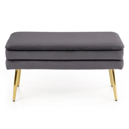 Gewatteerde bank met een opslagruimte VELVA 37x78 cm grijs/goud