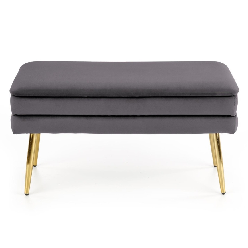 Gewatteerde bank met een opslagruimte VELVA 37x78 cm grijs/goud