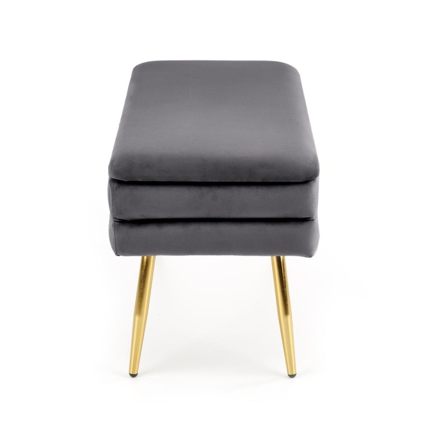 Gewatteerde bank met een opslagruimte VELVA 37x78 cm grijs/goud