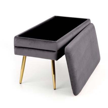 Gewatteerde bank met een opslagruimte VELVA 37x78 cm grijs/goud