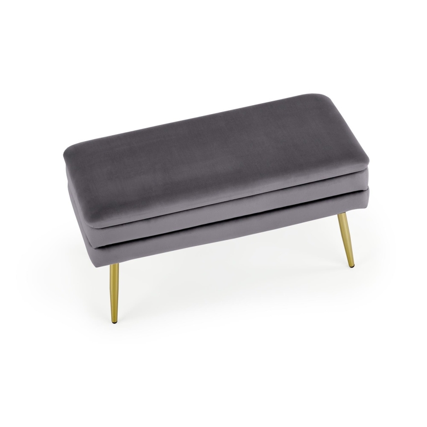 Gewatteerde bank met een opslagruimte VELVA 37x78 cm grijs/goud