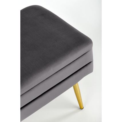 Gewatteerde bank met een opslagruimte VELVA 37x78 cm grijs/goud