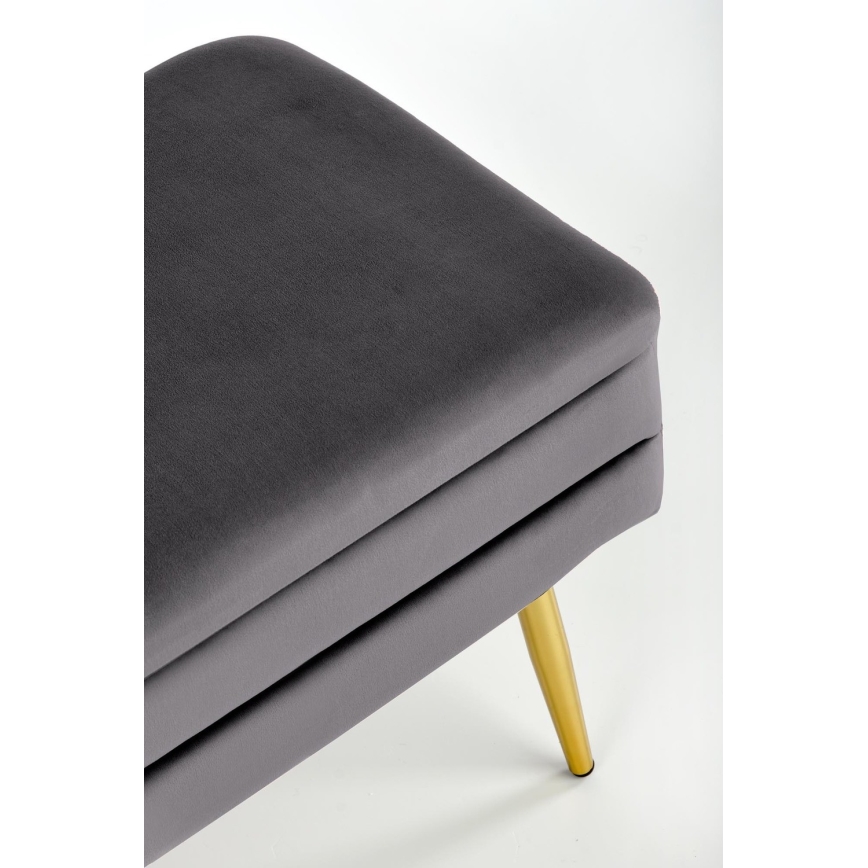 Gewatteerde bank met een opslagruimte VELVA 37x78 cm grijs/goud