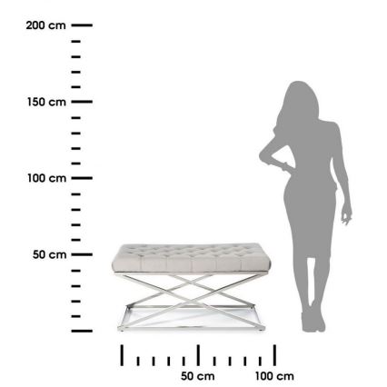 Gewatteerde bank SALIBA 44x97 cm glanzend chroom/grijs