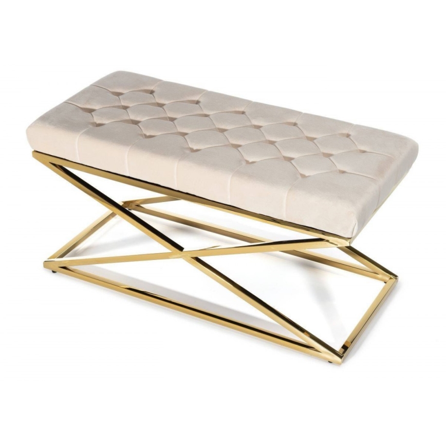 Gewatteerde bank SALIBA 50x97 cm goud/creme