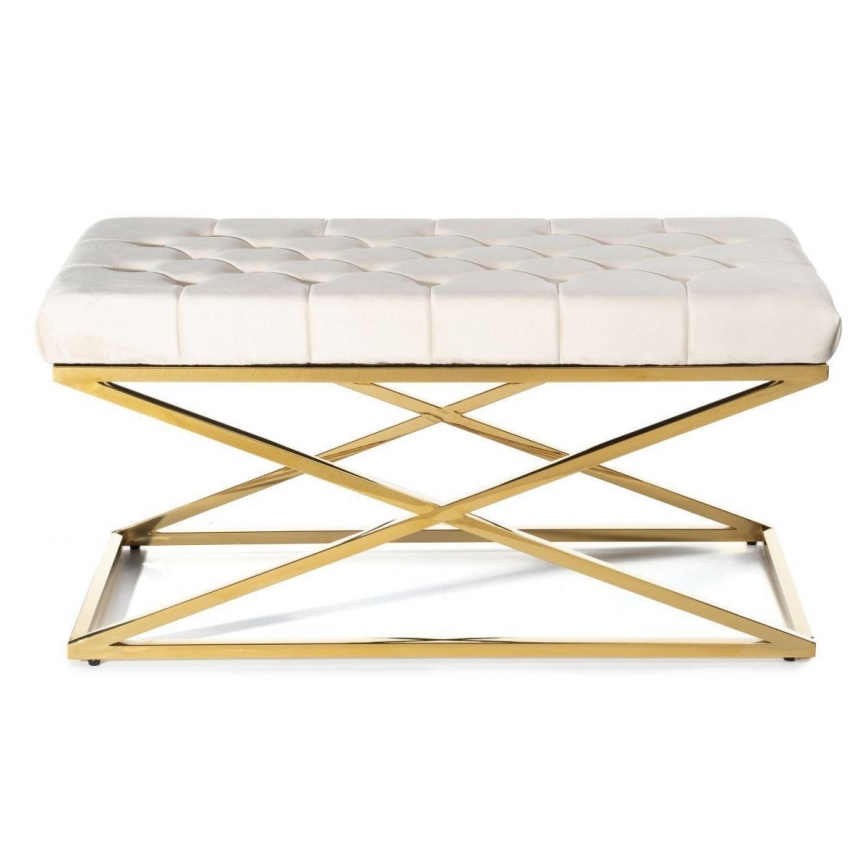 Gewatteerde bank SALIBA 50x97 cm goud/creme