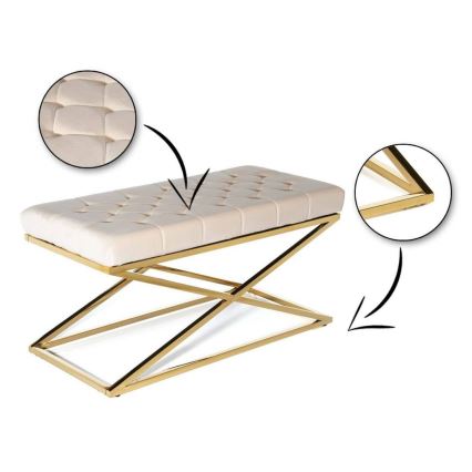 Gewatteerde bank SALIBA 50x97 cm goud/creme