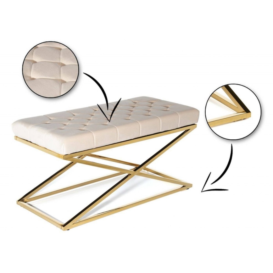 Gewatteerde bank SALIBA 50x97 cm goud/creme