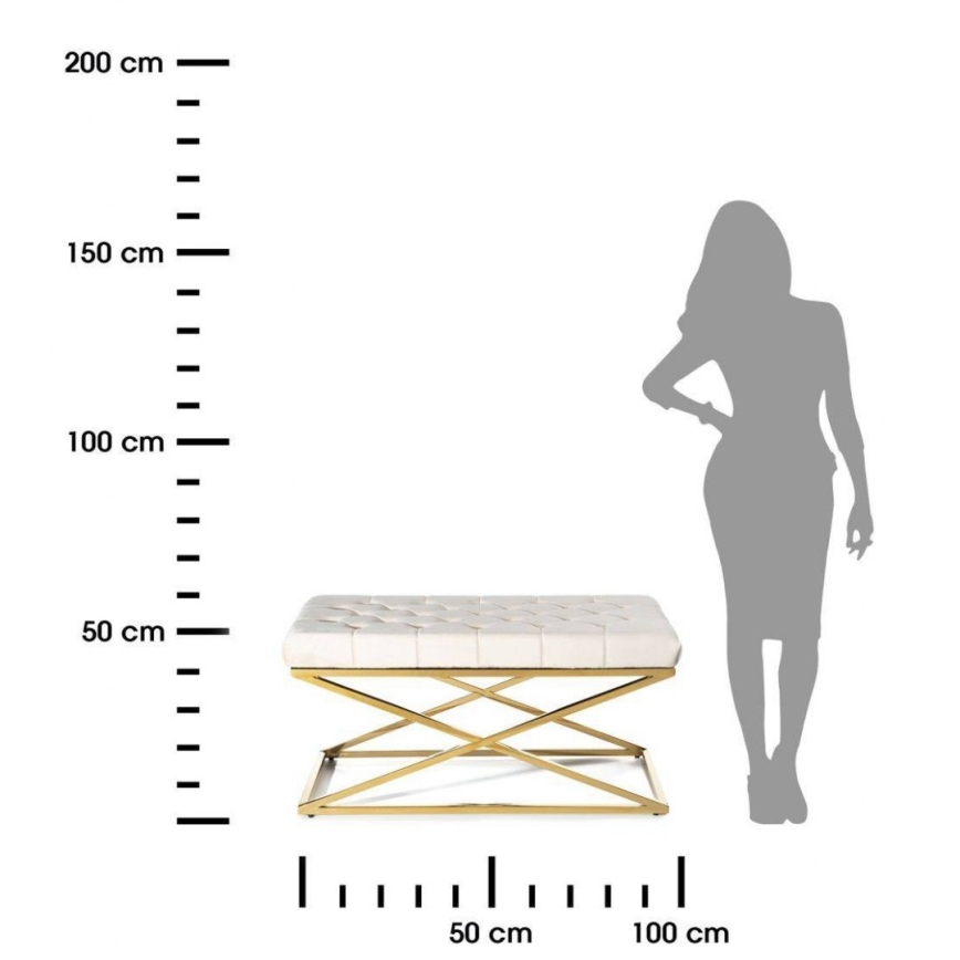 Gewatteerde bank SALIBA 50x97 cm goud/creme