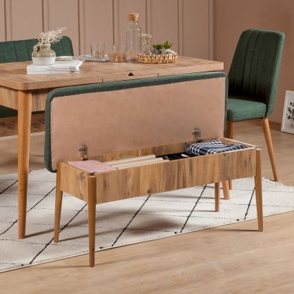 Gewatteerde bank VINA 85x110 cm groen/grenen atlantic