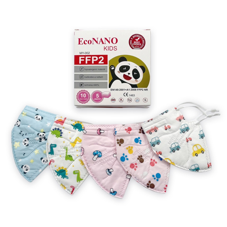 Gezichtsmasker voor kinderen FFP2 NR panda's - 1 stuk