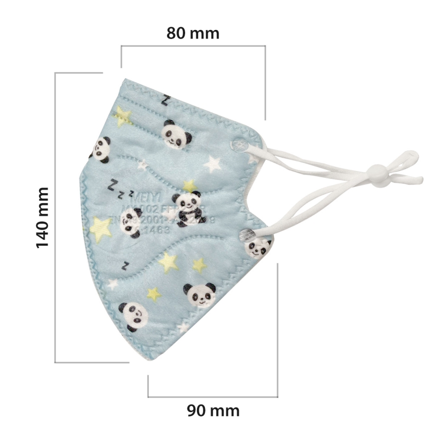 Gezichtsmasker voor kinderen FFP2 NR panda's - 1 stuk