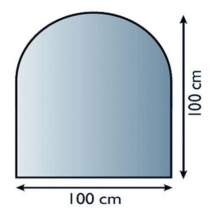 Glas onder de open haard 1000x1000x6 mm halve boog