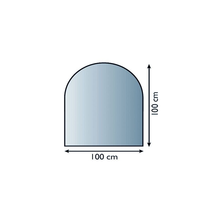 Glas onder de open haard 1000x1000x6 mm halve boog