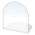 Glas onder de open haard 1000x1000x8 mm halve boog
