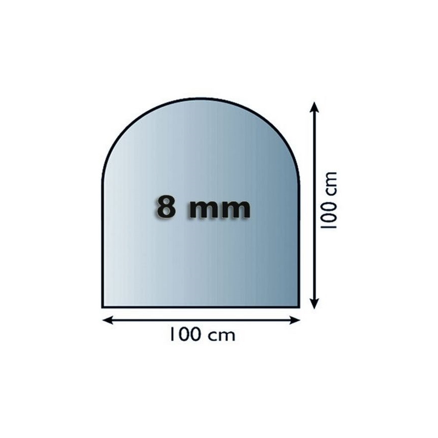 Glas onder de open haard 1000x1000x8 mm halve boog