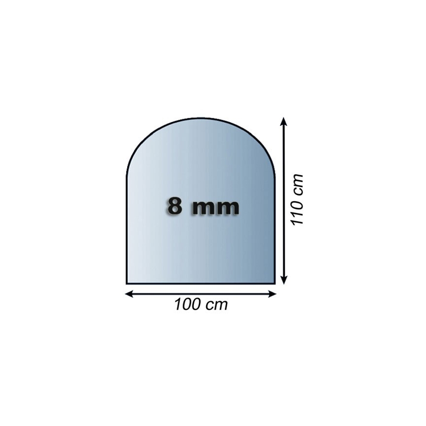 Glas onder de open haard 1100x1000x8 mm halve boog