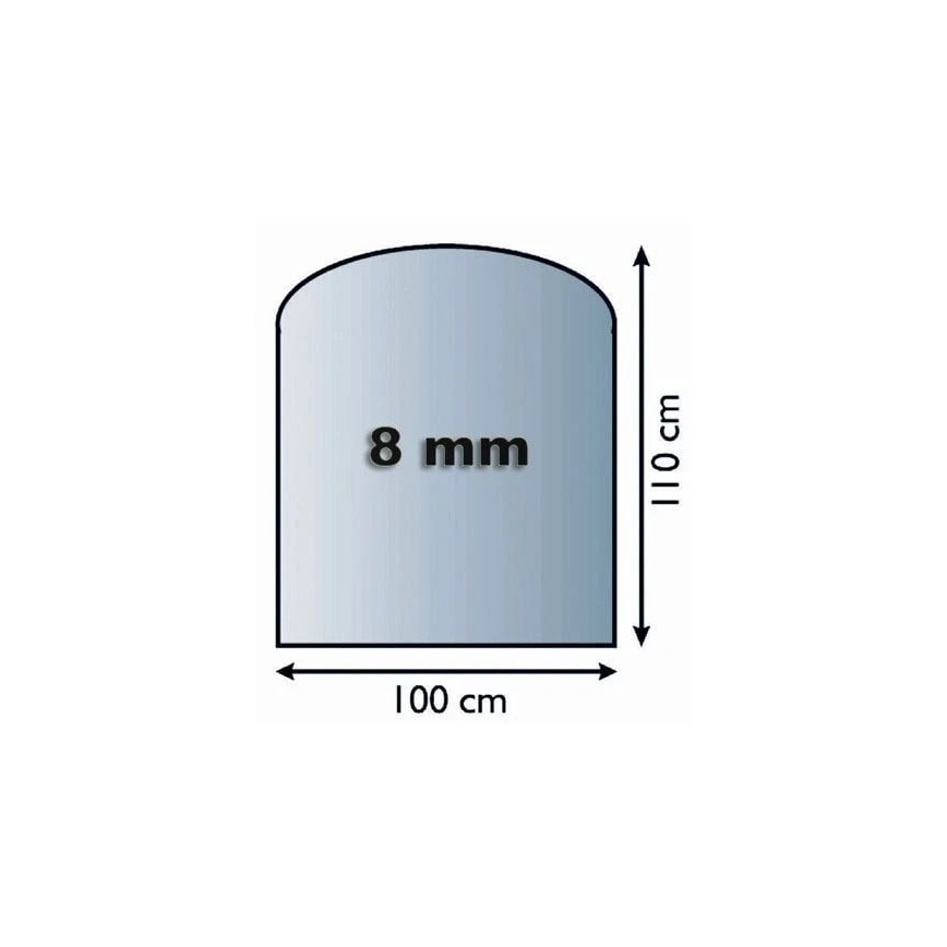 Glas onder de open haard 1100x1000x8 mm halve boog