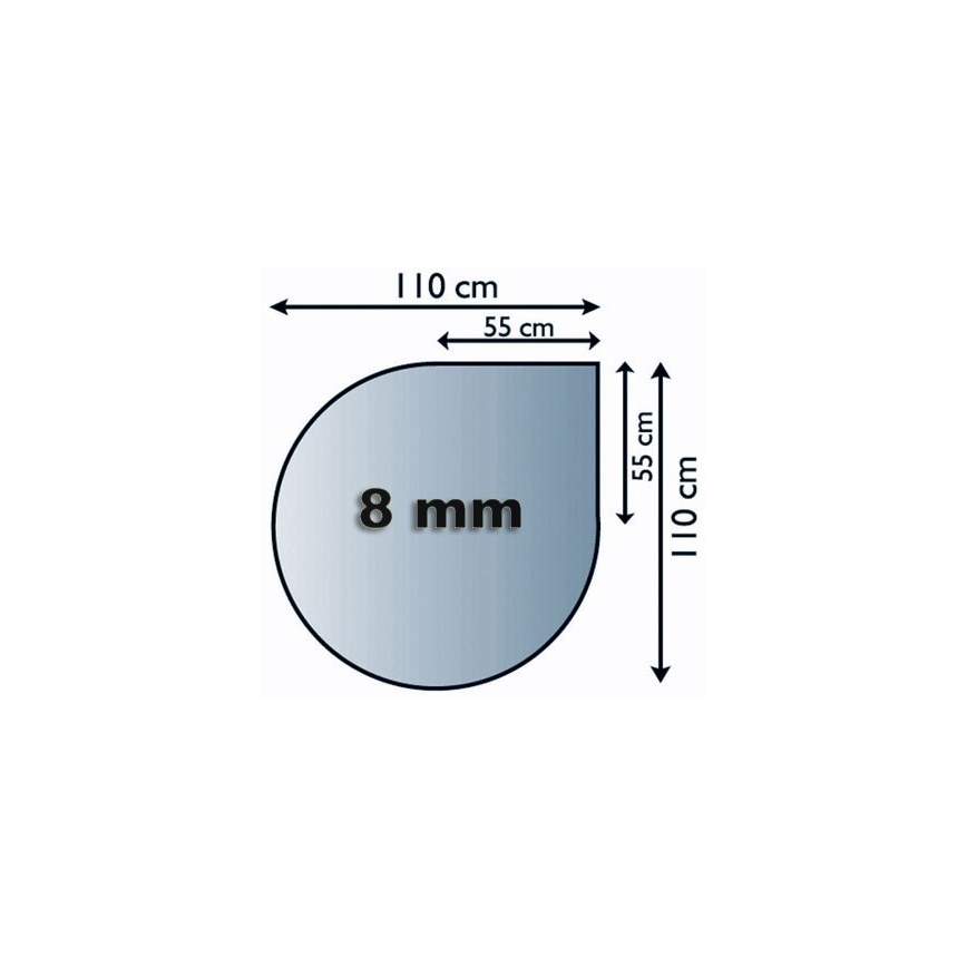 Glas onder de open haard 1100x1100x8 mm Veganistisch logo