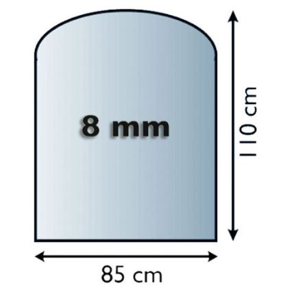 Glas onder de open haard 1100x850x8 mm halve boog