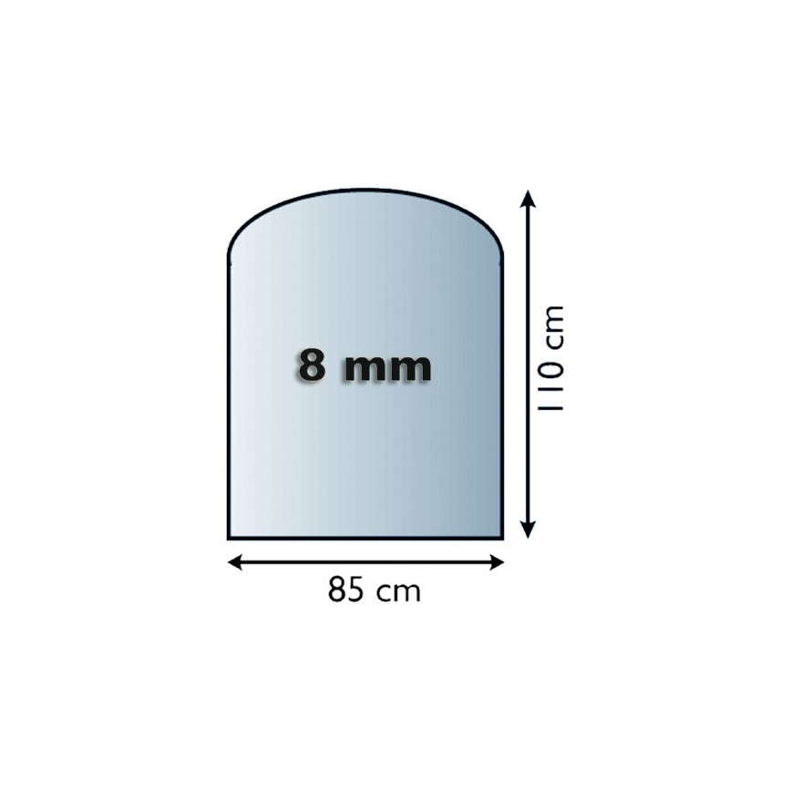 Glas onder de open haard 1100x850x8 mm halve boog