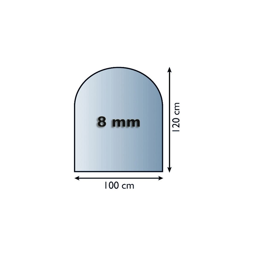 Glas onder de open haard 1200x1000x8 mm halve boog