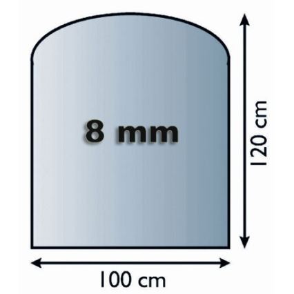 Glas onder de open haard 1200x1000x8 mm halve boog