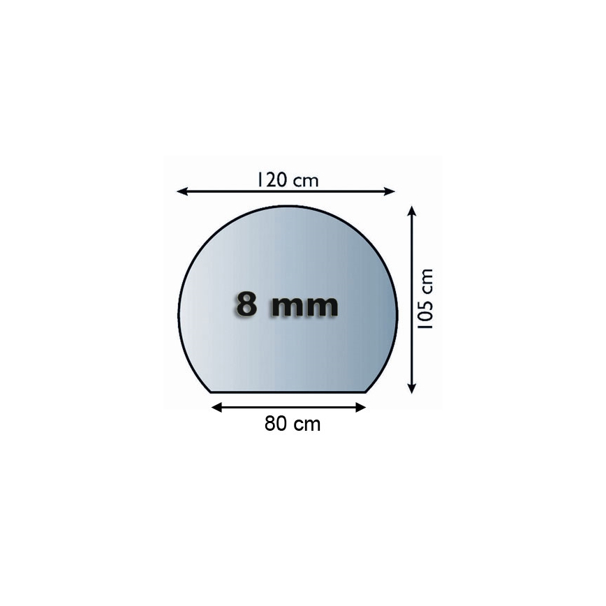 Glas onder de open haard 1200x1050x8 mm halfrond
